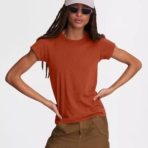 RAG & BONE Cotton Crewneck Orange/Rust The Slub Tee Shirt XS
